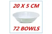 72 X GLOSSY WHITE MELAMINE ROUND CEREAL BOWLS BOWL PARTY FUNCTION EVENT FD