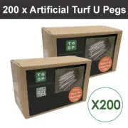 200 Pieces U Shape Green Tip Artificial Synthetic Grass Turf Lawn Pins Pegs