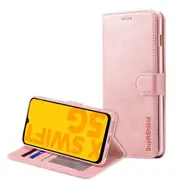 For Optus X Swift 5G SupRShield Wallet Leather Card Holder Flip Protective Shockproof Magnetic Case Cover (Rose Gold)