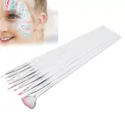 9Pcs Long Handled White Painted Brushes Body Painting Graphic Outline Multi CHU