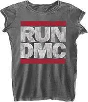 [Run DMC] Womens/Ladies Burnout Logo T-Shirt