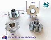 Qty 1 M5 5mm Zinc Plated Steel 4 Prong T Nut Tee Blind Timber Wood Insert Nuts