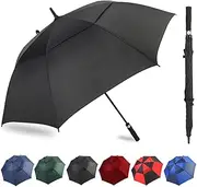 Automatic Open Extra Large Golf Umbrella Windproof Heavy Duty Large Umbrellas for Rain, Oversize Double Canopy Vented Stick Umbrellas for Golf and Outdoor Sports