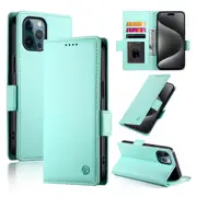 Wallet Case for IPhone 12 Pro,Slim Protective Shockproof Case With Card Holder,Premium PU Leather Kickstand-Light Green