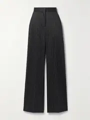 [Max Mara] Max Mara - Rea Pinstriped Stretch-twill Pants - Gray - UK 18 UK 18 Gray