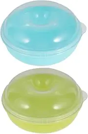 LAPYAPPE 2pcs Airtight Doughnut Storage Containers Box with Lid for Freezer Fridge Practical Bread Storage for Keeping Food Fresh