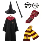 Hongze Harry Potter 6pc Set Magic Wizard Cosplay Fancy Dress Cape Cloak Costume Red 85cm