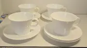 Set 4 New Crate and Barrel White Pearl Cups And Saucers