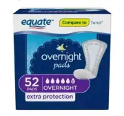 Equate Overnight Women's Ultimate-Regular Incontinence Pads, 52 count