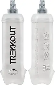 TREKKOUT Soft Flask 500ml 2 Pack | Running Water Bottle | Collapsible Water Bottles | Trial Running Hydration Flask Set | Soft Water Bottle for Hiking, Cycling Marathon | BPA-Free & Lightweight