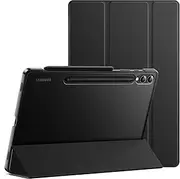 [JETech] Case for Samsung Galaxy Tab S10 Plus/Tab S9 Plus 12.4-Inch, Translucent Back Tri-Fold Stand Protective Tablet Cover, Support S Pen Charging, Auto Wake/Sleep (Graphite Black)