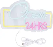 Open 24 Hours Neon Sign Led Neon Lights, Adjustable Brightness USB Powered Light Up Signs for Business Bedroom Home Bar Bar Pub Club Shop Salon Hotel Wall Decor