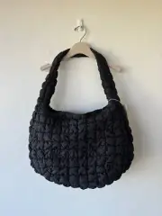 new COS quilted oversized shoulder bag in black jennie cloud Recycled Polyester