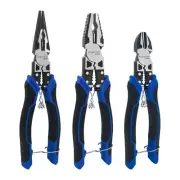 Pliers Set - 8" Needle Nose, 8" Linesman, 7" Diagonal Cutter, Electrician Pli...