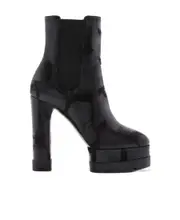 Casadei Nancy Round Toe Ankle Boots 37.5 Black