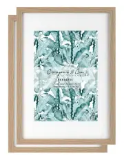 [Cooper & Co] Premium Paradise Photo Frames 29.7x42cm Matt to 21x29.7cm Set Of 2 in Oak