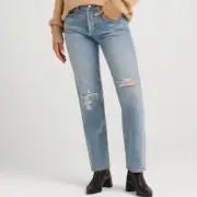 Edwin Kali ankle jeans mission button fly distressing knee women new 29