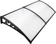 Instahut Window Awning PC Panel with Black Bracket Outdoor Door Canopy Sun Shade