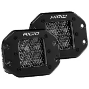 Rigid 212513BLK D-Series PRO Spot Diffused White Square LED Lights Pair Kit Set