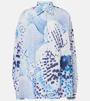 [Dries Van Noten] Dries Van Noten Printed cotton shirt AU 8 blue