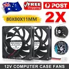 80x80x10mm DC 12V Brushless Silent Computer PC Case Cooling Cooler Fans Black A