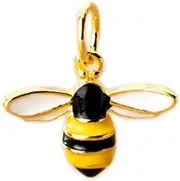 [SUGARKITTEN LONDON] Gold on Sterling Silver Enamel Honey Bee Necklace Bracelet Charm Pendant, One Size, Sterling Silver Yellow Gold Enamal, No Gemstone