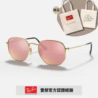 在飛比找PChome24h購物優惠-【RayBan 雷朋】六角形金屬太陽眼鏡(RB3548N-0