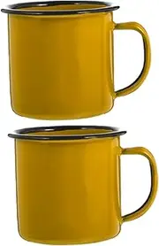 RORPOIR 2pcs Vintage Style Enamel Mugs Retro Coffee Tea Drinking Cups for Camping Travel and Office Use and Practical Water Cups