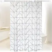 Nordic Thick Waterproof Anti-Fog Shower Curtain with Hooks Simple Stylish Versatile Opaque Soft Punch-Free Bathtub Partition Curtains, W80CMxH180CM