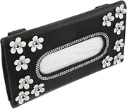 COSMEVIVI Car Tissue Holder PU Leather Sun Visor Napkin Box Elegant Flower Design Easy Installation Space Saving Vehicle Accessory for Tissues and Masks Fits Cars and Rvs