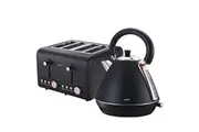 Pronti Rose Trim Collection Toaster & Kettle Bundle Black Toasters