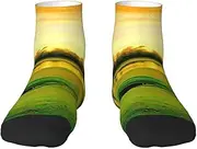 [JEJEA] Golf Course print Men's Athletic Cushioned Crew Socks Crew Training Athletic Socks Men and Women for Sports