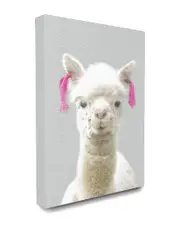 Stupell Cute Little Alpaca Pinktails Linen Look Canvas Art Canvas Art