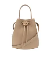 Burberry Logo Plaque Drawstring Bucket Bag One size Nude