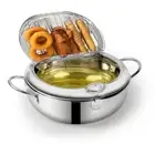 Deep Fryer Pot, Japanese Style Tempura Deep Fryer Frying Pot With Thermometer...
