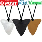 3PCS Shark Tooth Sensory Chew Necklace for Teething Toy Autism Teether