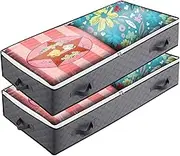 2 Pack Under Bed Storage, 90L Underbed Storage Boxes with Handle, Under Bed Storage Bags with PVC Windows for Blanket, Clothing, Shoes