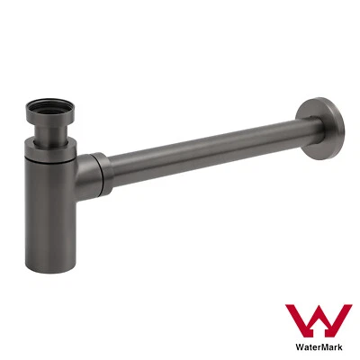Gun Metal Grey Bottle Trap Vanity Basin Sink Waste Pipe Tube Wall P-Trap Drain