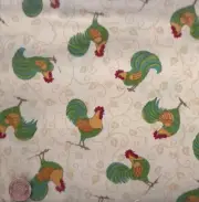 Farmyard chickens roosters Coming Home Moda fabric