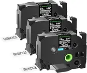 GREENCYCLE Compatible for Brother STE151 STE 151 0.94'' (24mm) x 3m Mobile Solutions Stencil Labeling Tape Cassette for P-Touch PT-D600 PT-P700 PT-P900W PT-P950NW Label Maker (Black on Clear,3 Pack)
