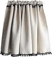 Small curtain Cafe Curtains Small Window Curtains, Opaque Valance Curtain for Small Window Room Fashion Short Curtain Rod Pocket Rustic Style Short Drapes with Black Pom Pom Window Treatments(270x120c