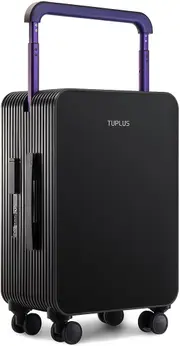 TUPLUS BALANCE Hardside Luggage with Double Spinner Wheels, USB Charging Port, Carry-On 20-Inch, Quiet, TSA Lock Suitcase 24-inch Black
