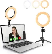 New 6 INCH SELFIE RING LIGHTWITH TRIPOD STAND or CLIP ON to LAPTOP