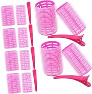 BESTYASH Hot Roller Clamp Replacement Set 18pcs Hair Roller Clip with Self-adhesive Plastic Curlers for Styling