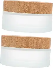 VALICLUD 2Pcs Small Glass Cosmetic Jars with Lids Leak Skincare Storage for Body Butter and Transparent Containers for Travel and Daily Use
