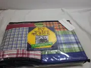 New Boy Zone TOUCHDOWN 2 Standard Pillow Shams 20x26 - Blue Orange Green Plaid