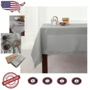 Machine Washable Soft Grey Linen Tablecloth 60x90 Inch - Indoor Dining Essential