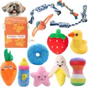 Toozey 12 Pack Puppy Teething Toys for Small Dogs - Plush Squeaky & Rope Chew Se