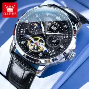 "Midnight Sky Moon Phase Men's Automatic Mechanical Watch - Multifunctional, Lum