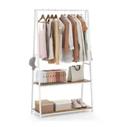 Costway 171cm Clothes Rack w/2 Shelves & S Hooks Coat Stand Hanger Closet Garment Dryer Natural